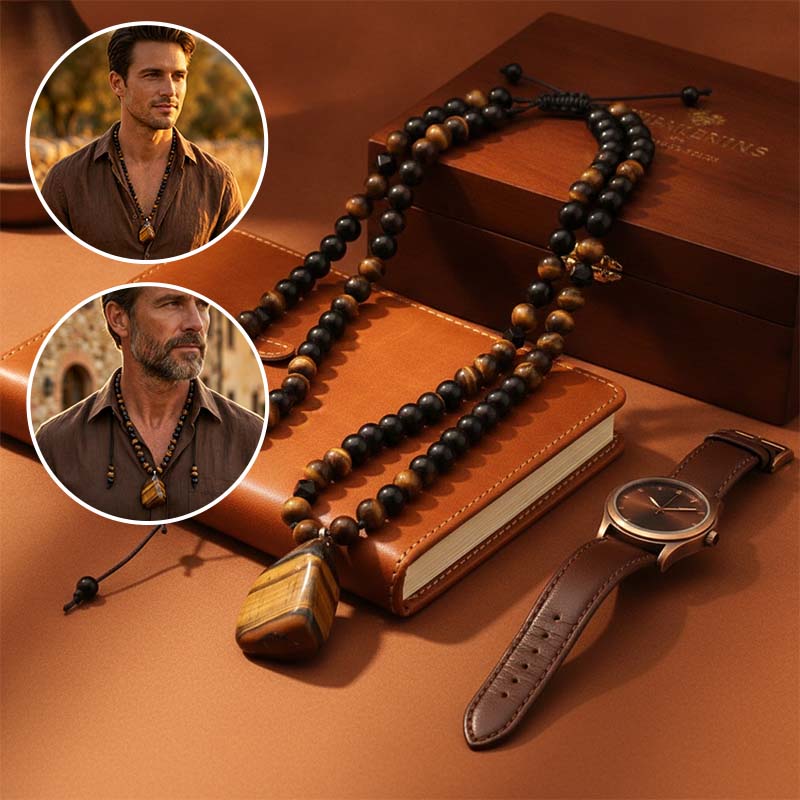 Men's Natural Tiger Eye Stone Necklace