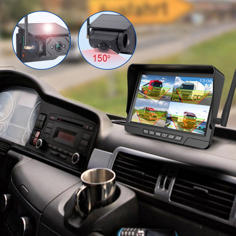 Wireless Backup Camera Magnetic Solar 7" DVR Monitor