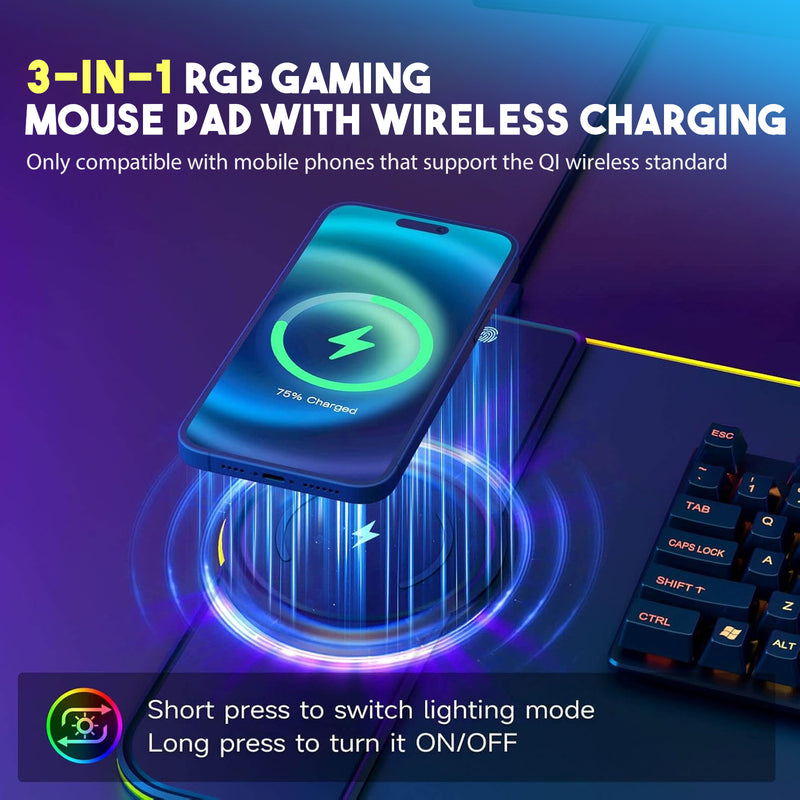 3 in 1 Wireless Charging RGB Gaming Mouse PAD
