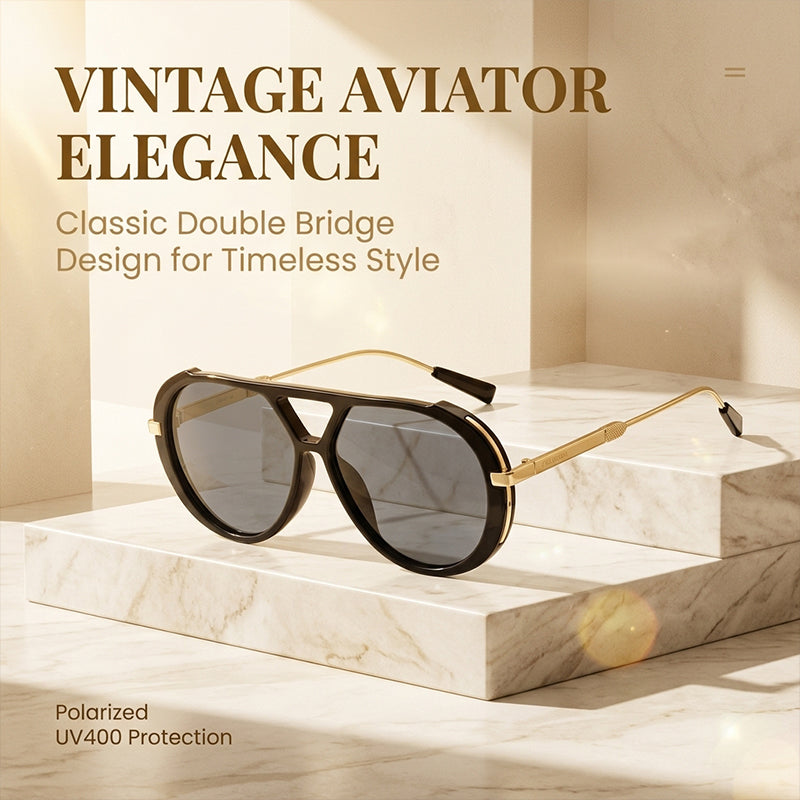 Retro Double Beam Face-Slimming Sunglasses