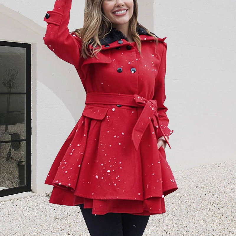 Women's slim-fit mid-length woolen coat