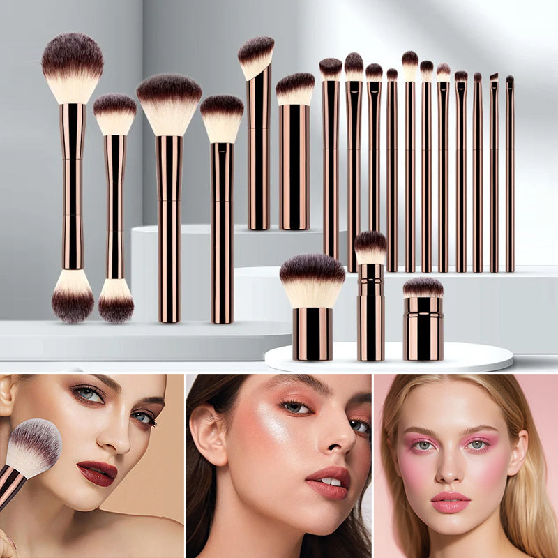 20-piece coffee-coloured makeup brush set