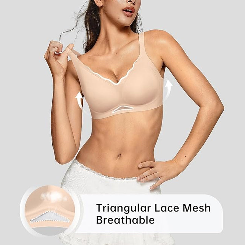 Womens Wireless Bras Scalloped Push Up Bralettes