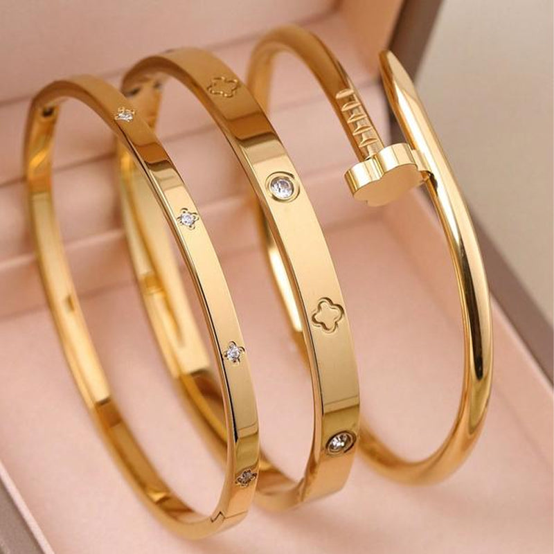 Gold-Plated Diamond-Studded Bracelet