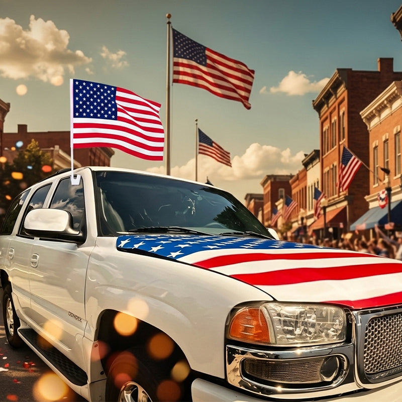 American Patriot Car Flag & Hood Cover Set