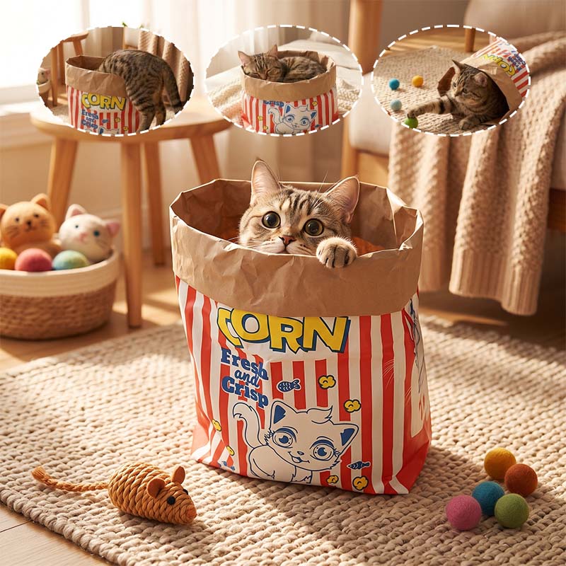 Popcorn Kraft Paper Hide-and-Seek Pet Play Bag