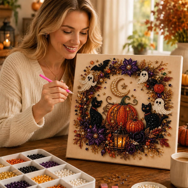 Halloween ghost pearl art DIY kit