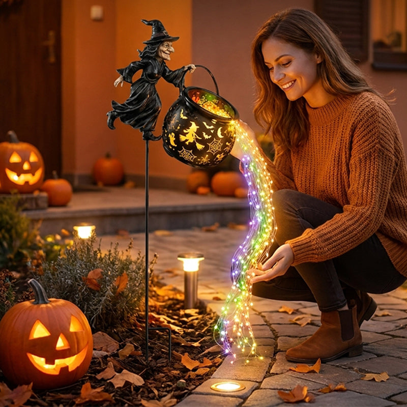 Halloween Witch Cauldron Garden Light