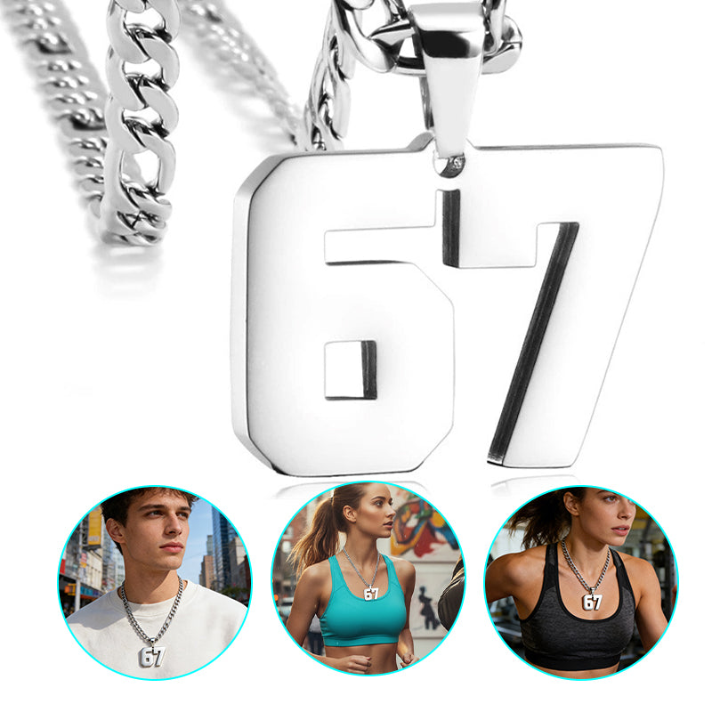 Stainless Steel Sports Number Chain Necklace