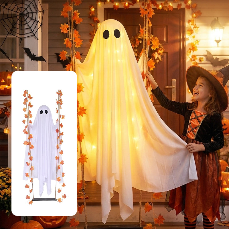 LED Light-Up Swinging Ghost Halloween Decoration