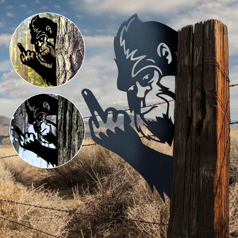 Peek a Boo Flipping Off Metal Sign – Peeping Animal Wall Art