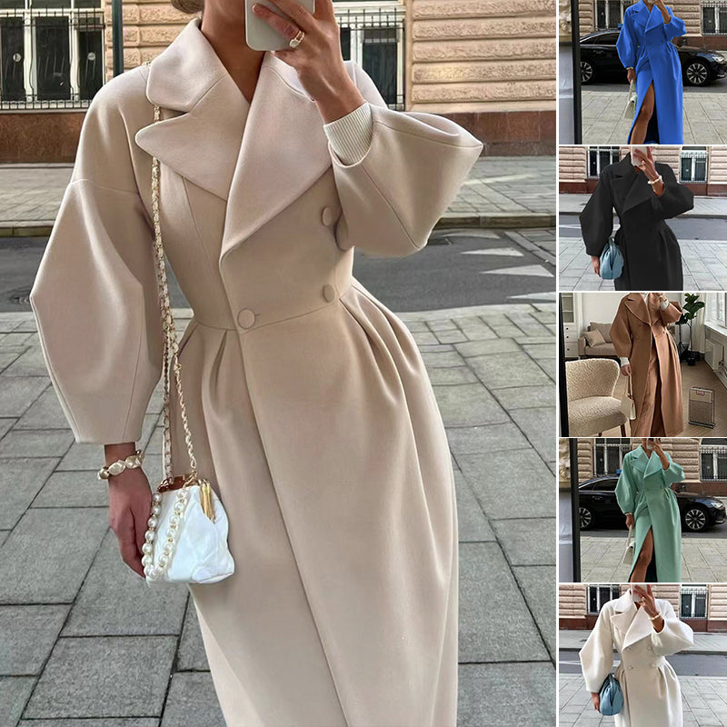Large Lapel Woolen Long Coat
