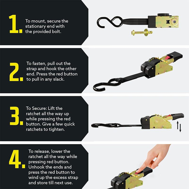Retractable Ratchet Tie-Down Straps