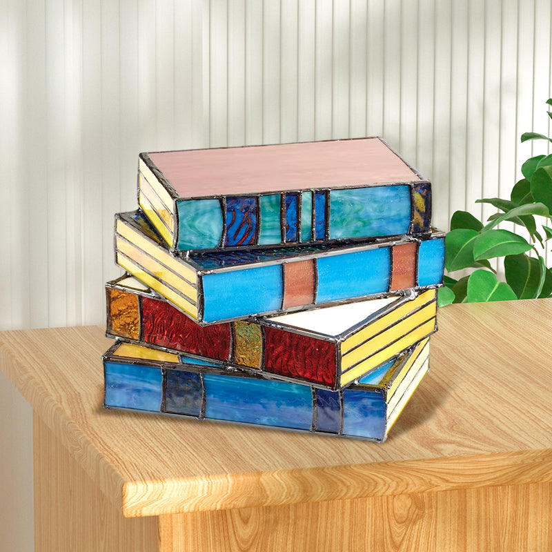 Stained Glass Stacked Books Lamp