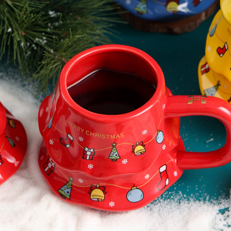 Christmas Tree Ceramic Mug with Lid