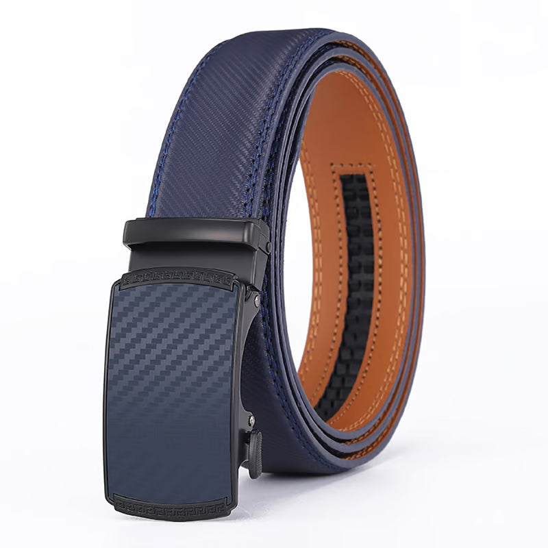 Leather Ratchet Belt With Adjustable Buckle