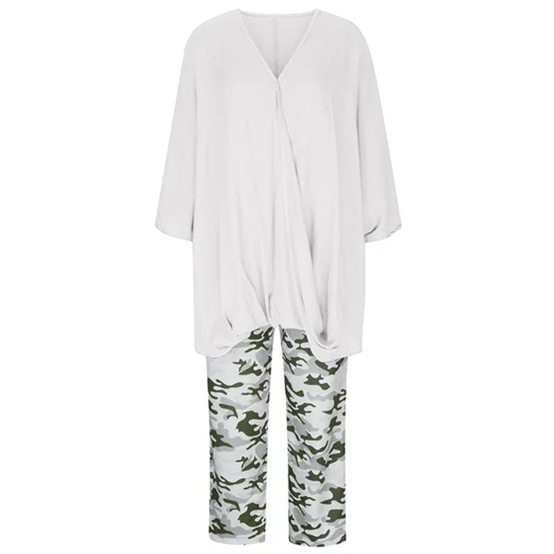 Fashionable Camouflage Print Two Piece Set