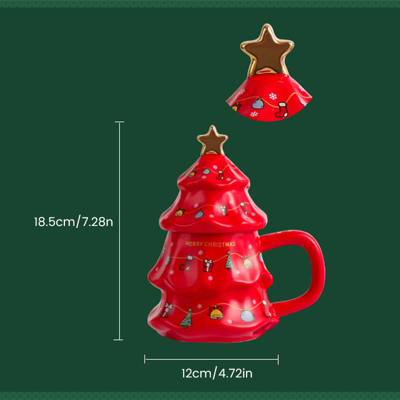 Christmas Tree Ceramic Mug with Lid