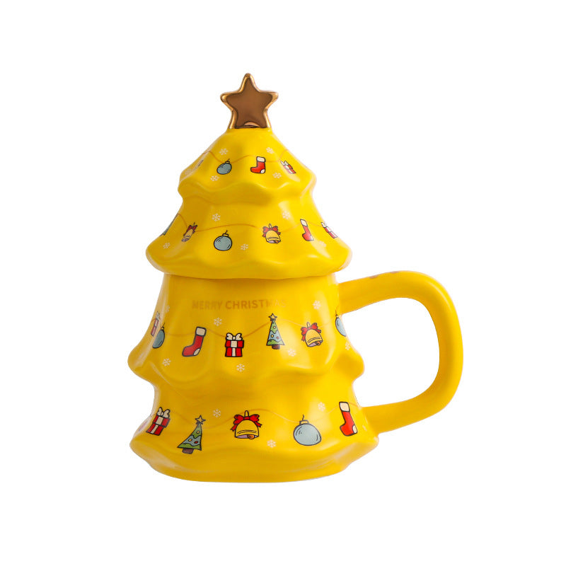 Christmas Tree Ceramic Mug with Lid