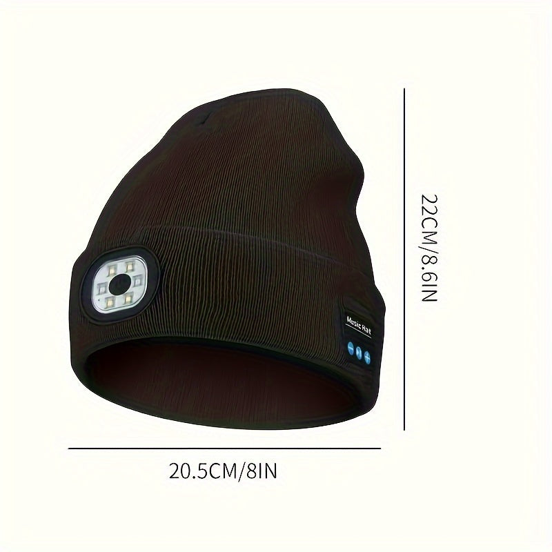 LED Bluetooth Warm Beanie Rechargeable Wireless Headset Hat Unisex