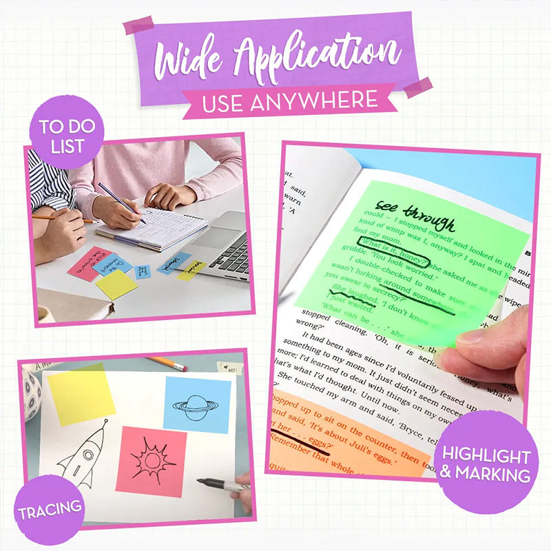 Waterproof transparent sticky notes