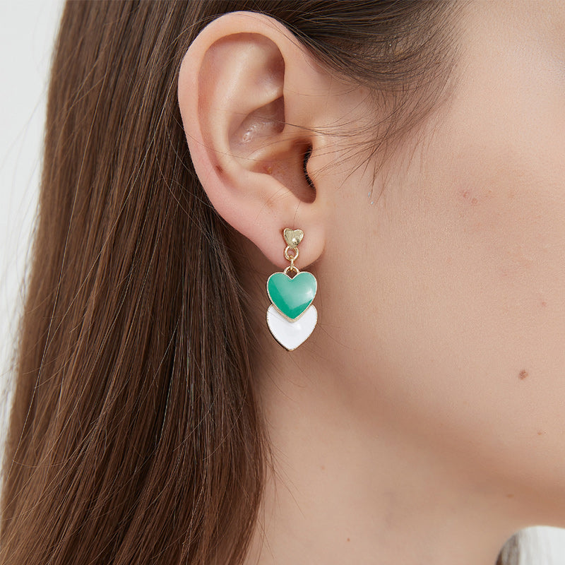 Green Heart Shape Earrings