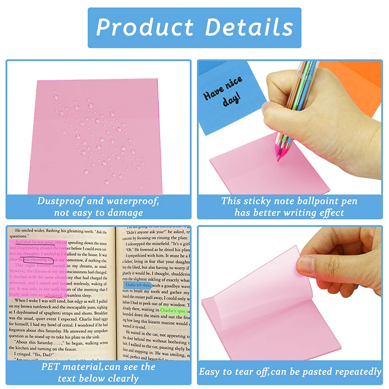 Waterproof transparent sticky notes