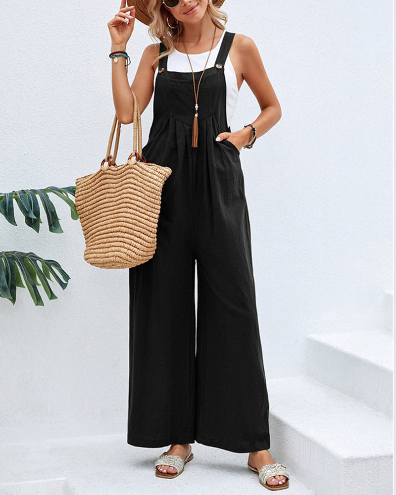 Solid Color Casual Strap Pants