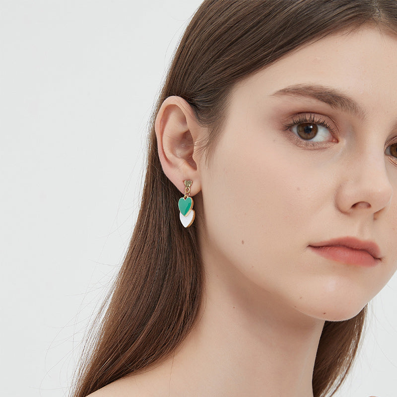 Green Heart Shape Earrings