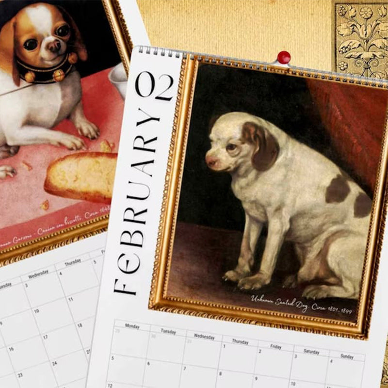 🐶2024 Renaissance Painting Ugly Dogs Monthly Calendar📅