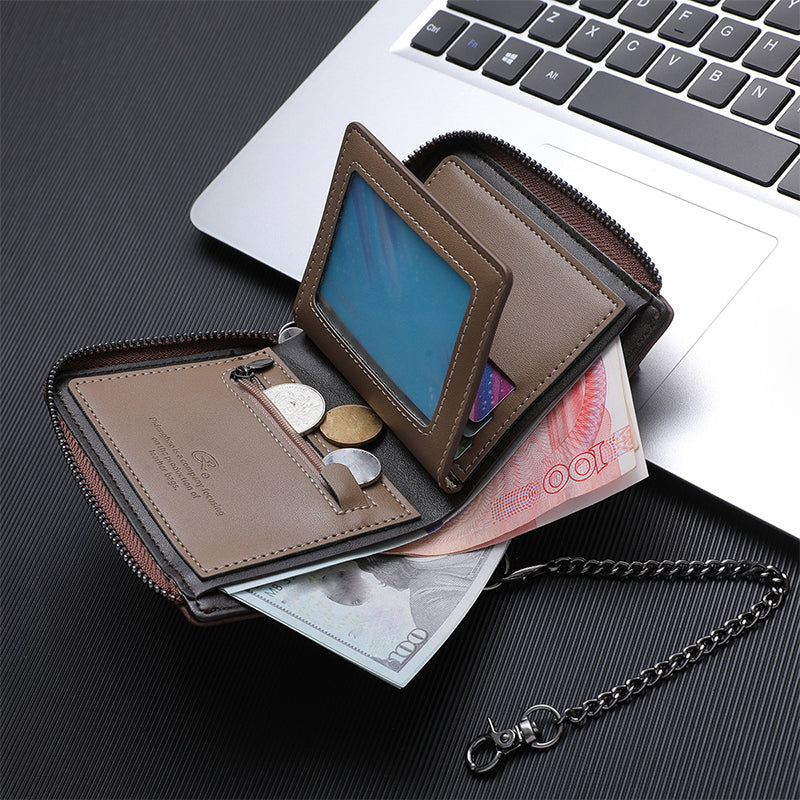 Embossed Skull Zipper Wallet