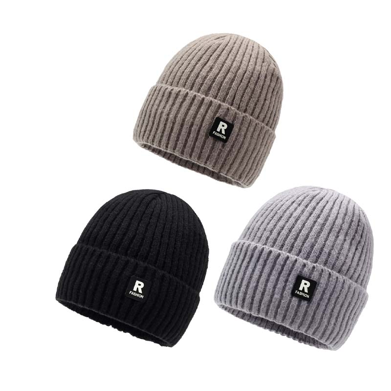 Fleece-lined knit hat for men