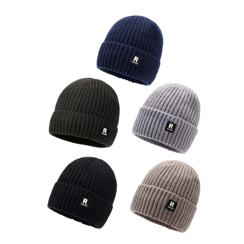 Fleece-lined knit hat for men
