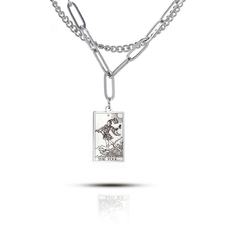 Engraved Tarot Card Chain Dual Chain Necklace