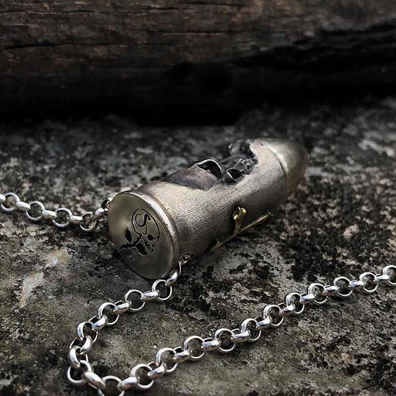 Holy Cross Bullet Skull Necklace