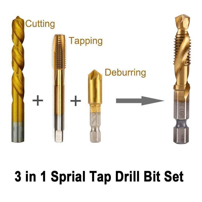 6 Piece Hexagon Shank Metric Composite Tap White Drill/Titanium Plated