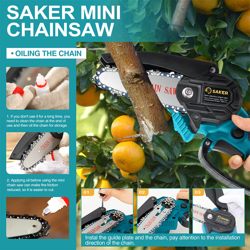 Saker 4 Inch Mini Chainsaw Portable Electric Chainsaw