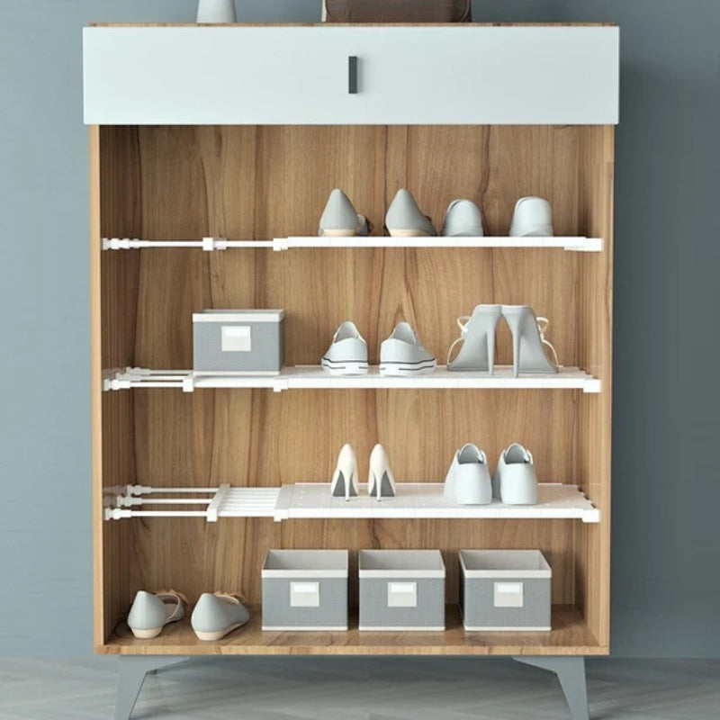 Expandable cabinet clamping shelving storage rack