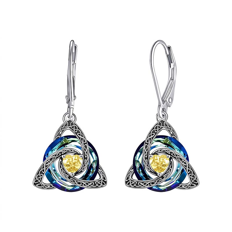 Elegant Celtic Knot Birthstone Drop Earrings