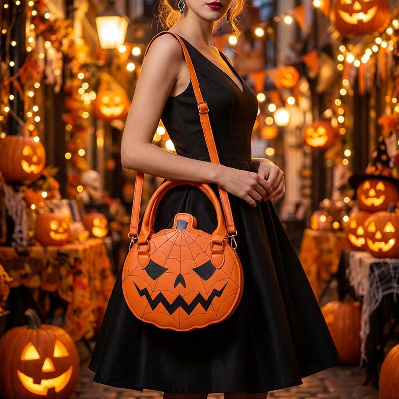 Halloween Pumpkin Color-Block Shoulder Bag