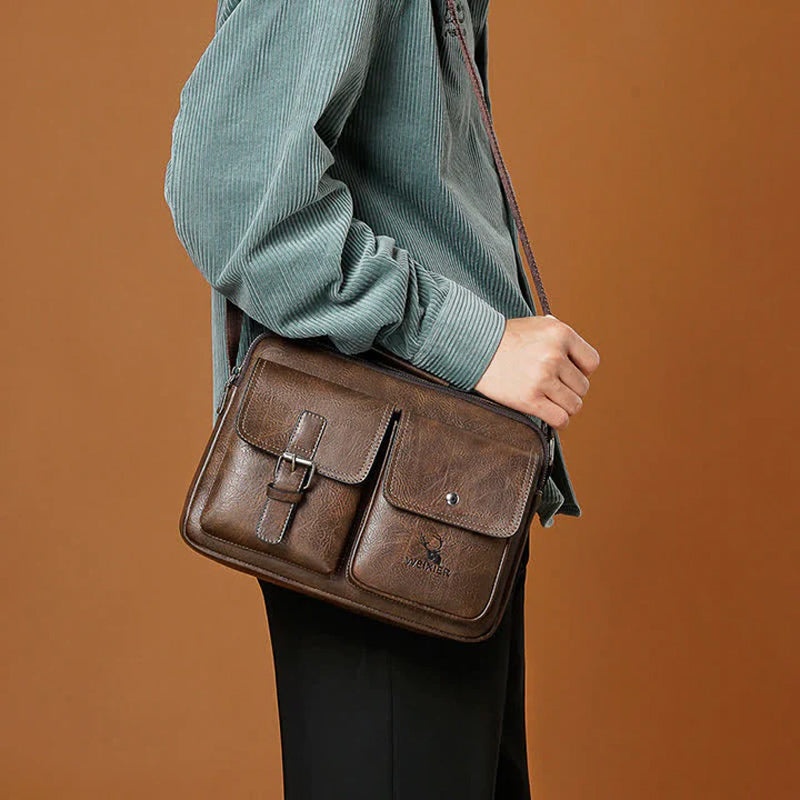 Waterproof Vintage Leather Briefcase Shoulder Bag