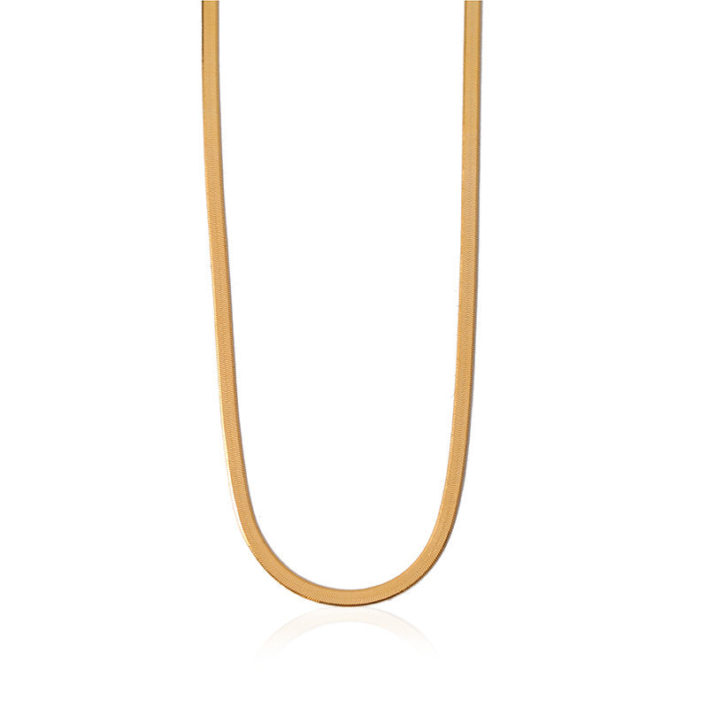 HERRINGBONE CHAIN GOLD CHOKER NECKLACE