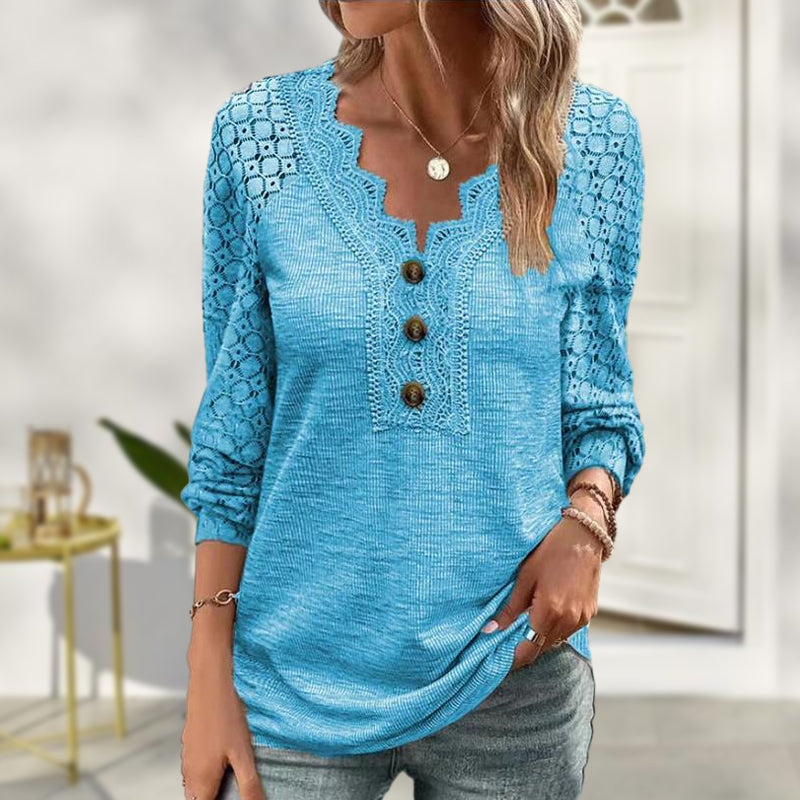 Lace Long Sleeve Panel T-Shirt