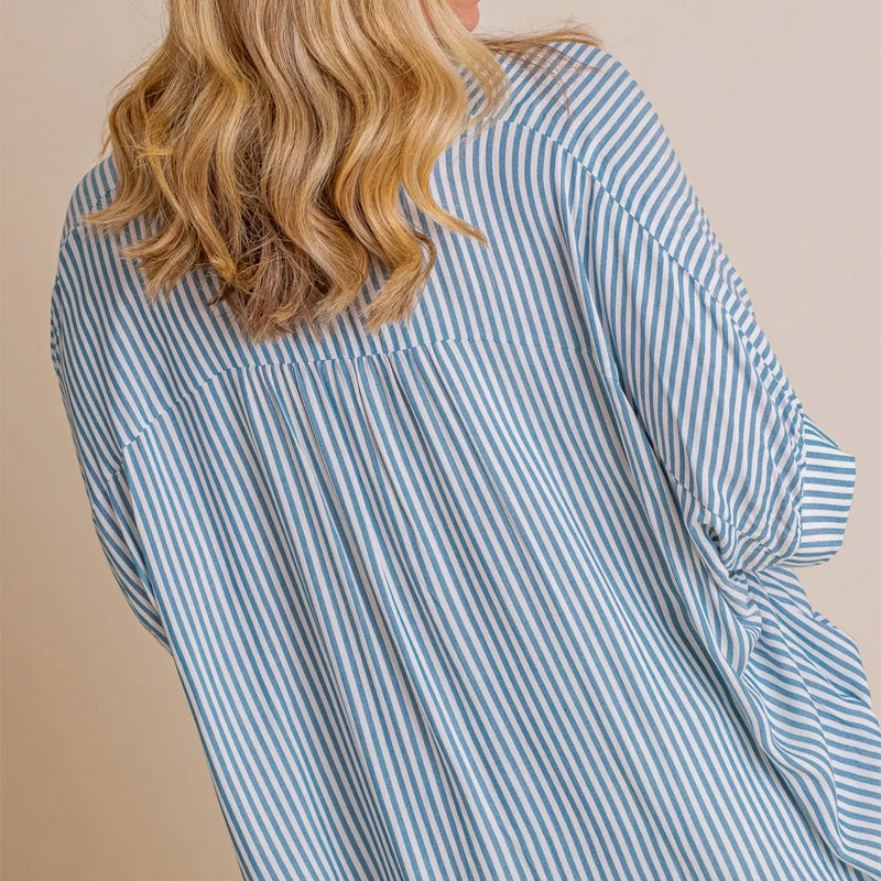 Brand New Loose Striped Baggy Button Shirt