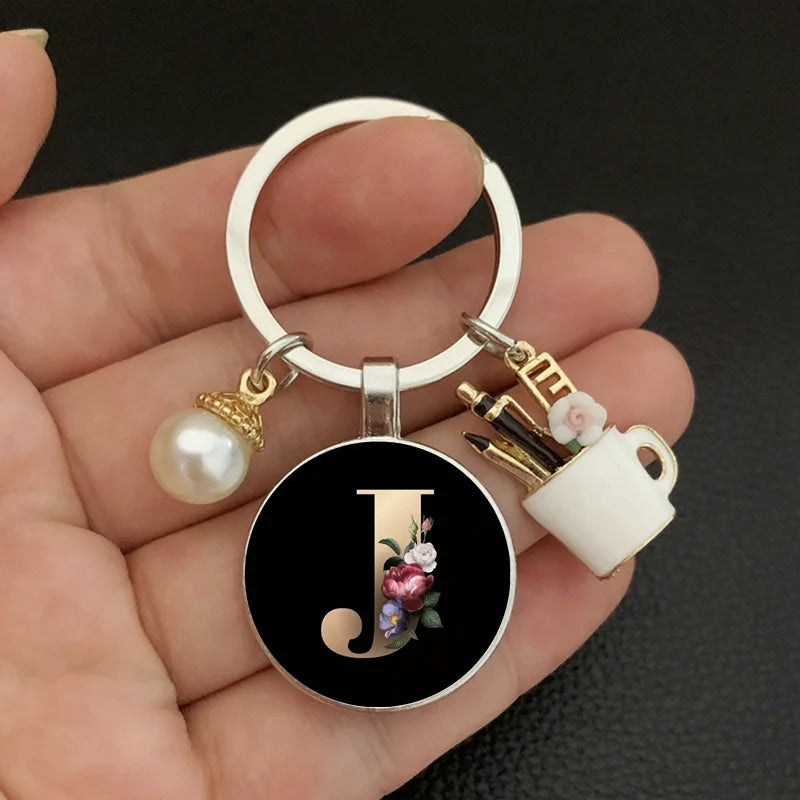 Alphabet Pearl Keychain