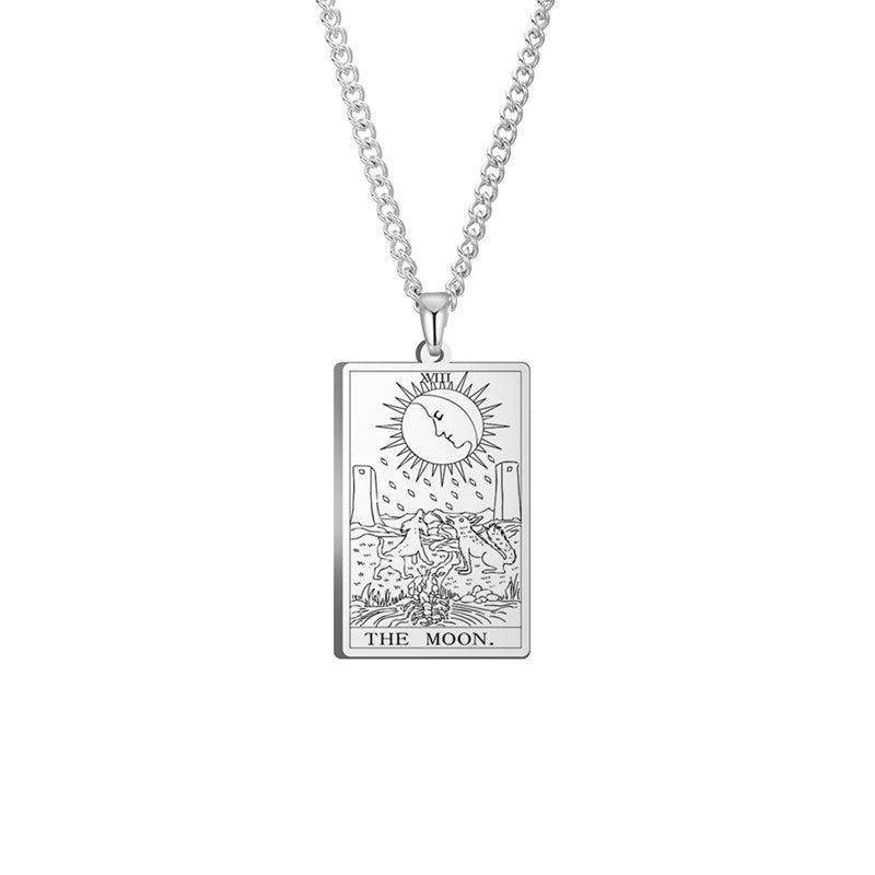 Engraved Tarot Card Chain Dual Chain Necklace