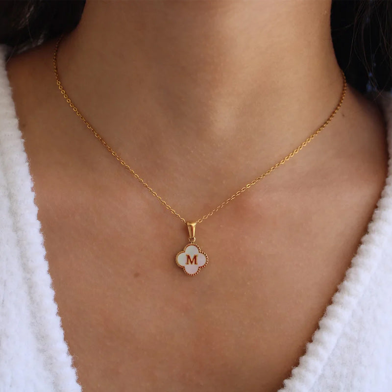 Four Leaf Clover Monogram Necklace