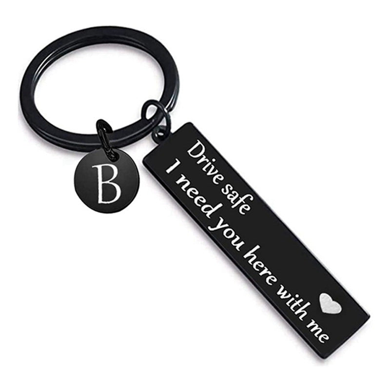 Drive safe black keychain