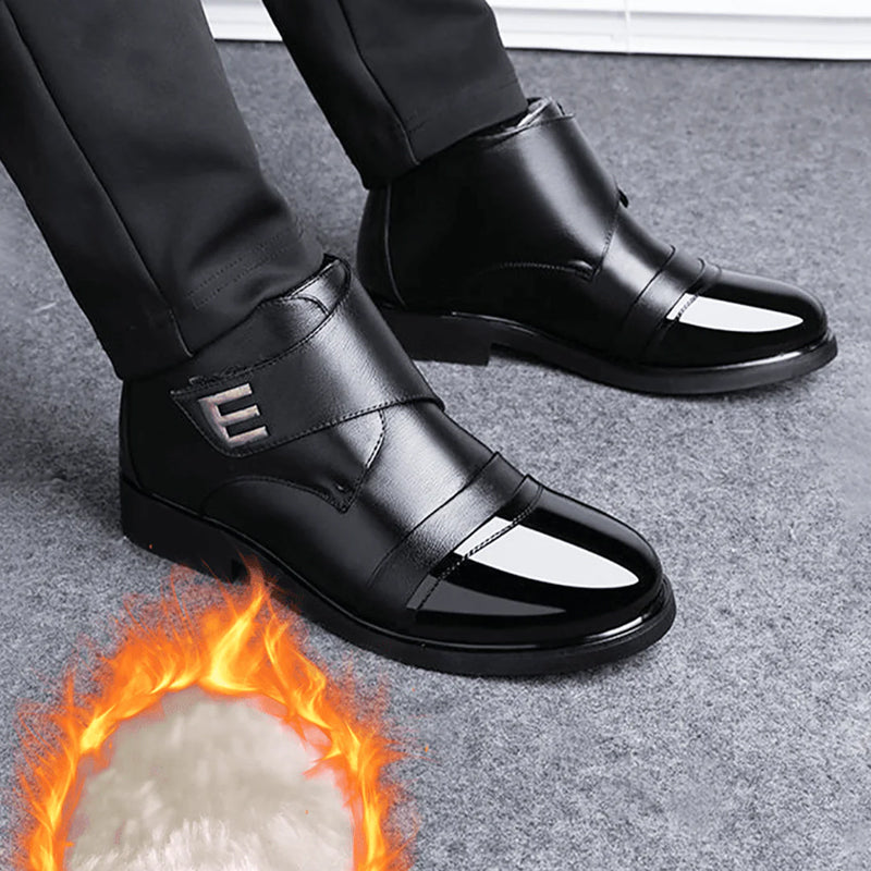 Men's Winter Leather Shoes Plush Warm Comfortable