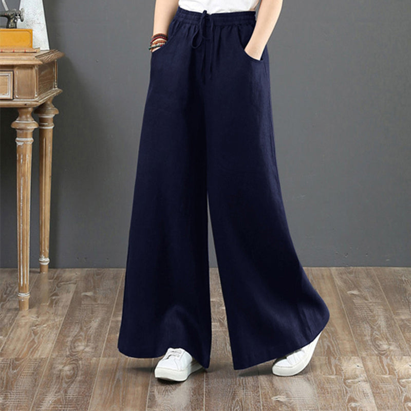 Plain High-waisted Trousers